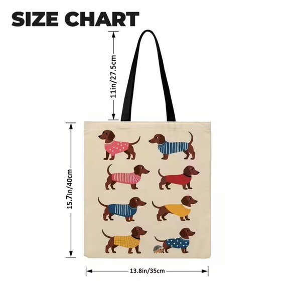 “Dachshunds in Sweaters” Polyester Tote Shopping Bag (BRAND-NEW & SO CUTE!) - Picture 4 of 5